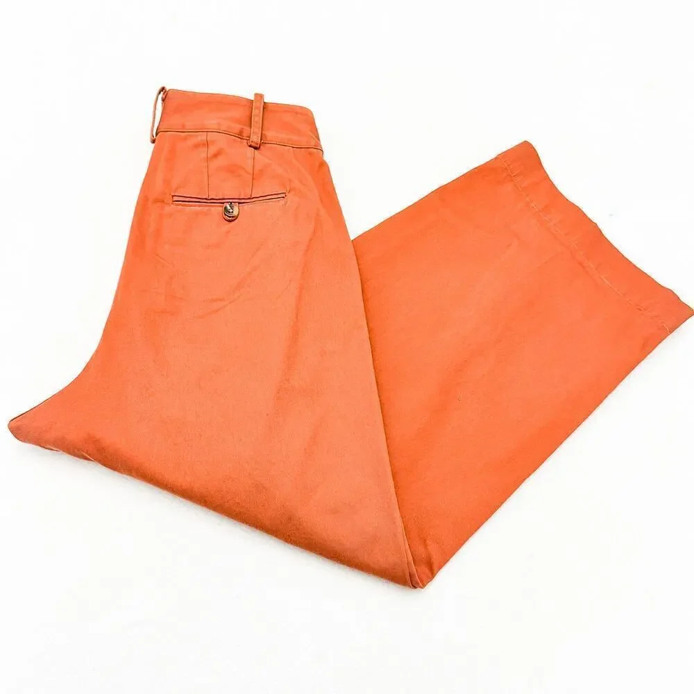 Madewell Orange Wide Leg Pleated Color Jean Denim Front Slack Pants Size 2 - Picture 8 of 8